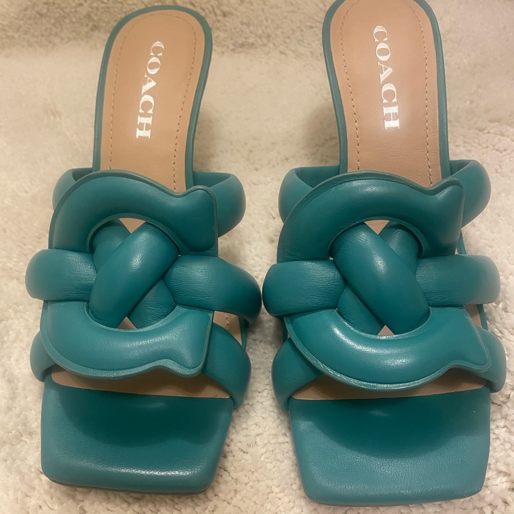 Coach Women's Turquoise Mules